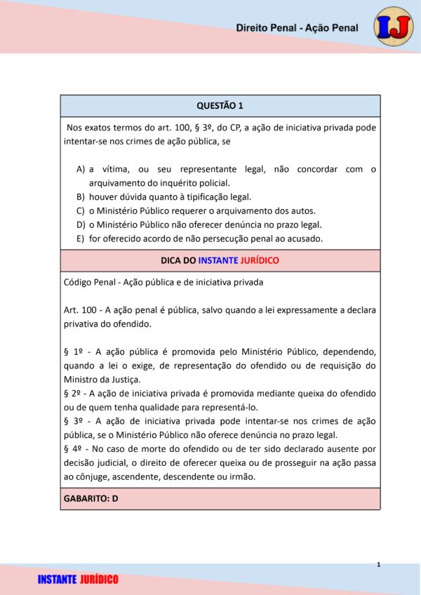 Módulo 1 - Direito Penal - Caderno de Questões - Ação Penal_page-0002